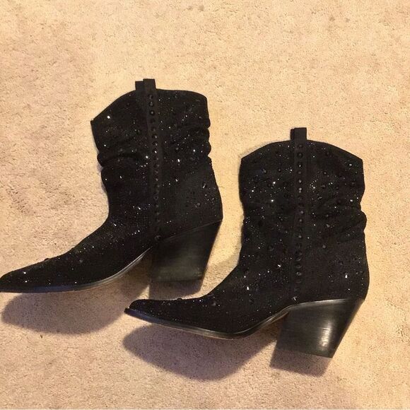 JESSICA SIMPSON Zellya Western Bootie in Pewter Glitter Gabor - Picture 5 of 8